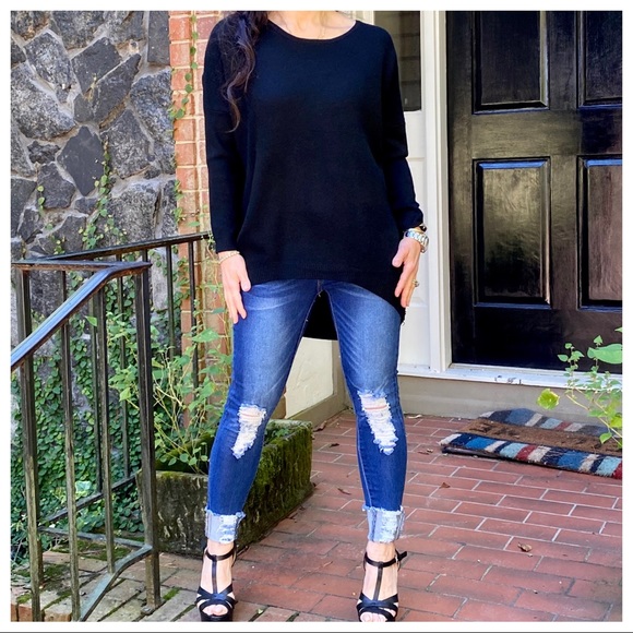 ✨PARIS✨ 
Black High/Low loose fit sweater - Picture 7 of 9